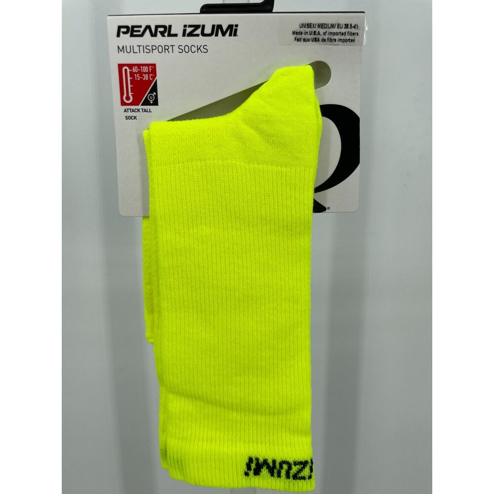 Pearl Izumi Women Attack Tall Multisport Socks Size M Screaming Yellow Quick Dry